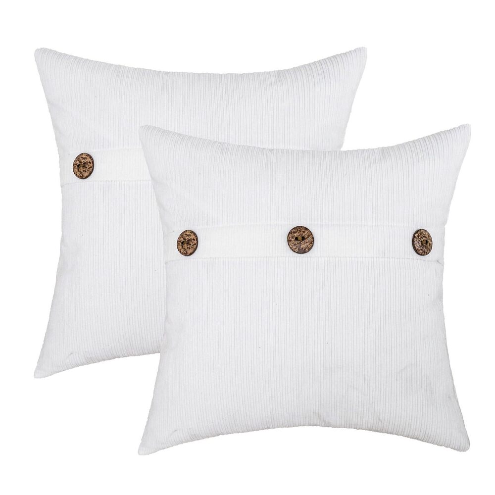 9455 White Chenille Throw Pillow Covers 22x22 Inch with Triple Buttons